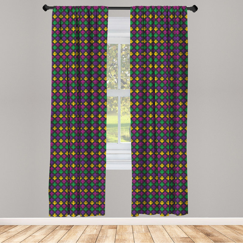 Fleur De Lis Semi-Sheer Rod Pocket Curtain Panels, 28" x 63"