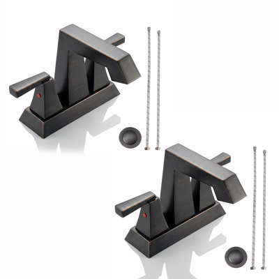 Modern Centerset Bathroom Faucet with Pop-Up Drain&Supply Lines(Set of 2)