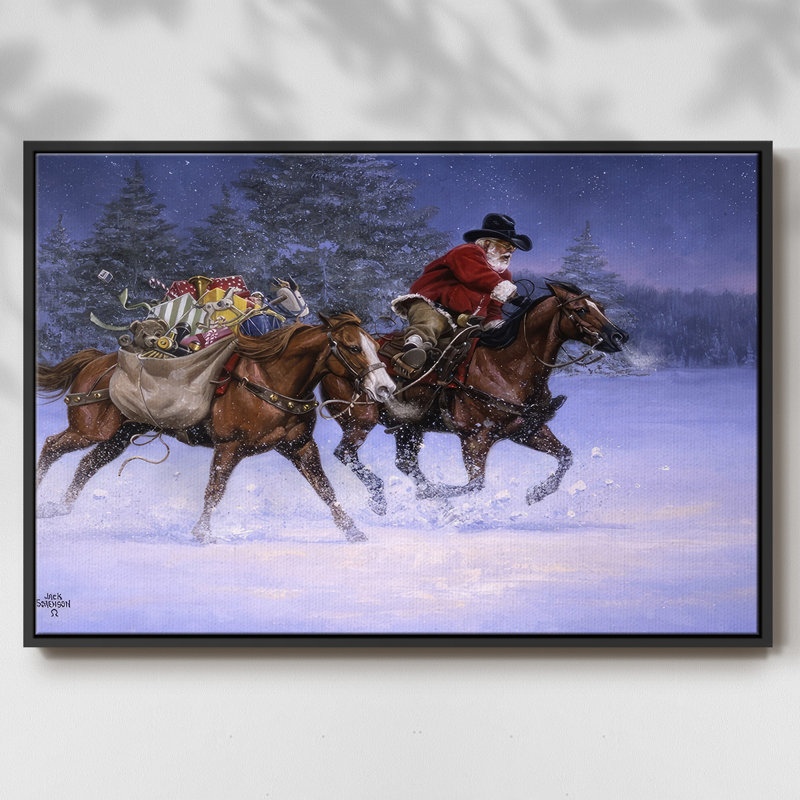 Christmas Rush, reproduction d'art sur toile, Cadre noir, H 17 po x l 25 po x P 1,5 po
