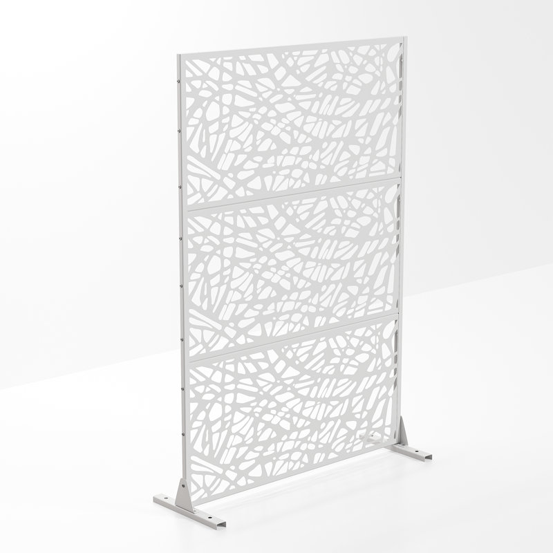 72 po x 47 po x 16 po à panneaux d'intimité en acier galvanisé à persiennes, Blanc