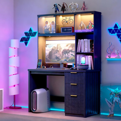 Computer Desk with Built-In Electrical Outlet