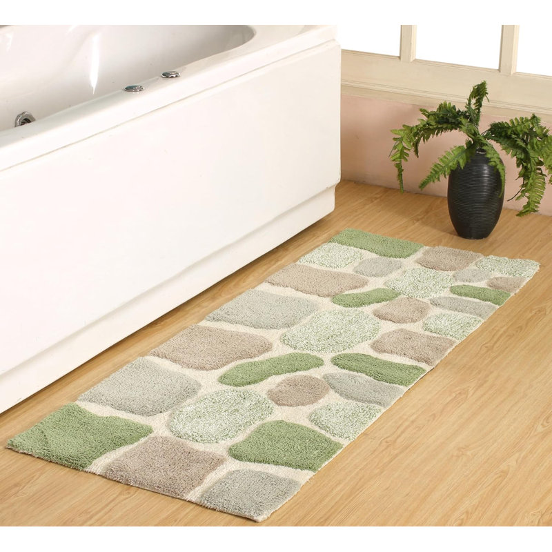 Creline Bath Rug, Green/Gray