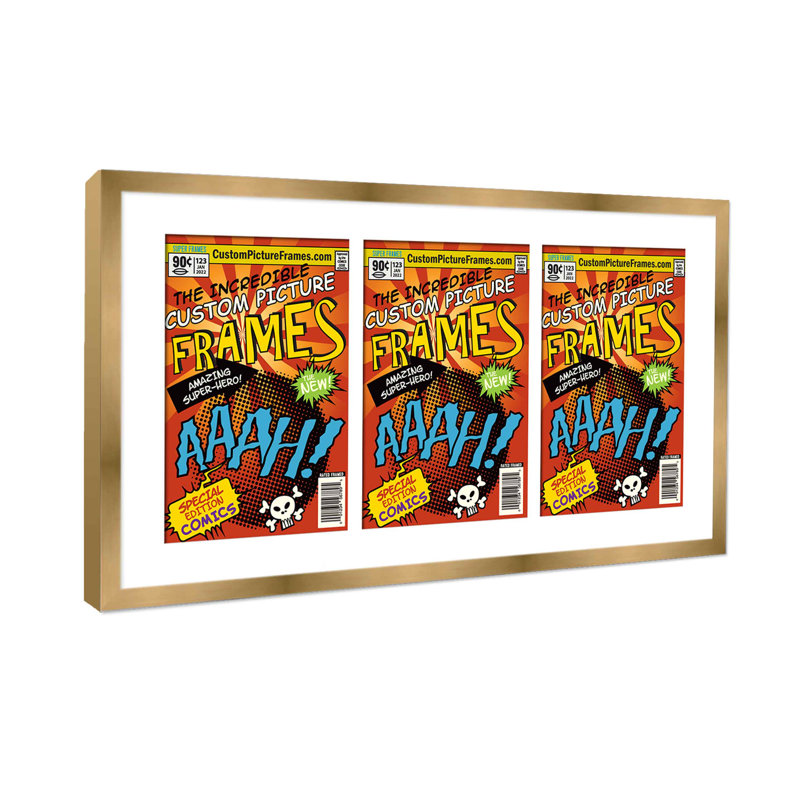 Wood Picture Frame with Mat, 7.25" x 10.5", Gold/White