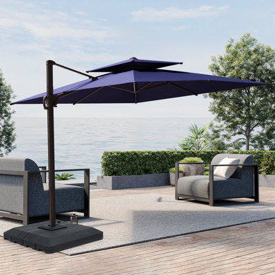 Parasol rectangulaire Sil 11 pi x 9 pi, base avec contrepoids incluse