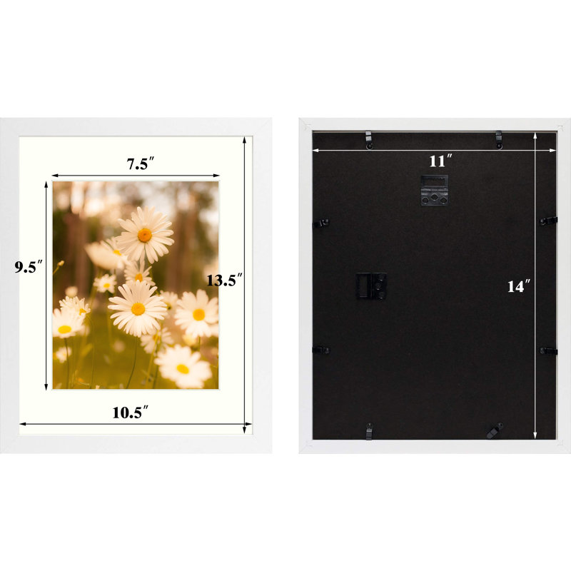 Dreketi Matte Wood Single Picture Frame, White, 11" x 14" Matted to 8" x 10" 