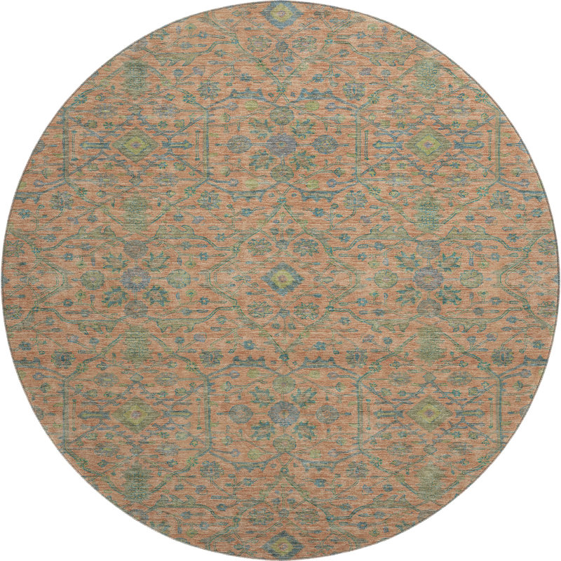 Premium Machine Washable Ducote AMF1131 Global Rug, Round 8'