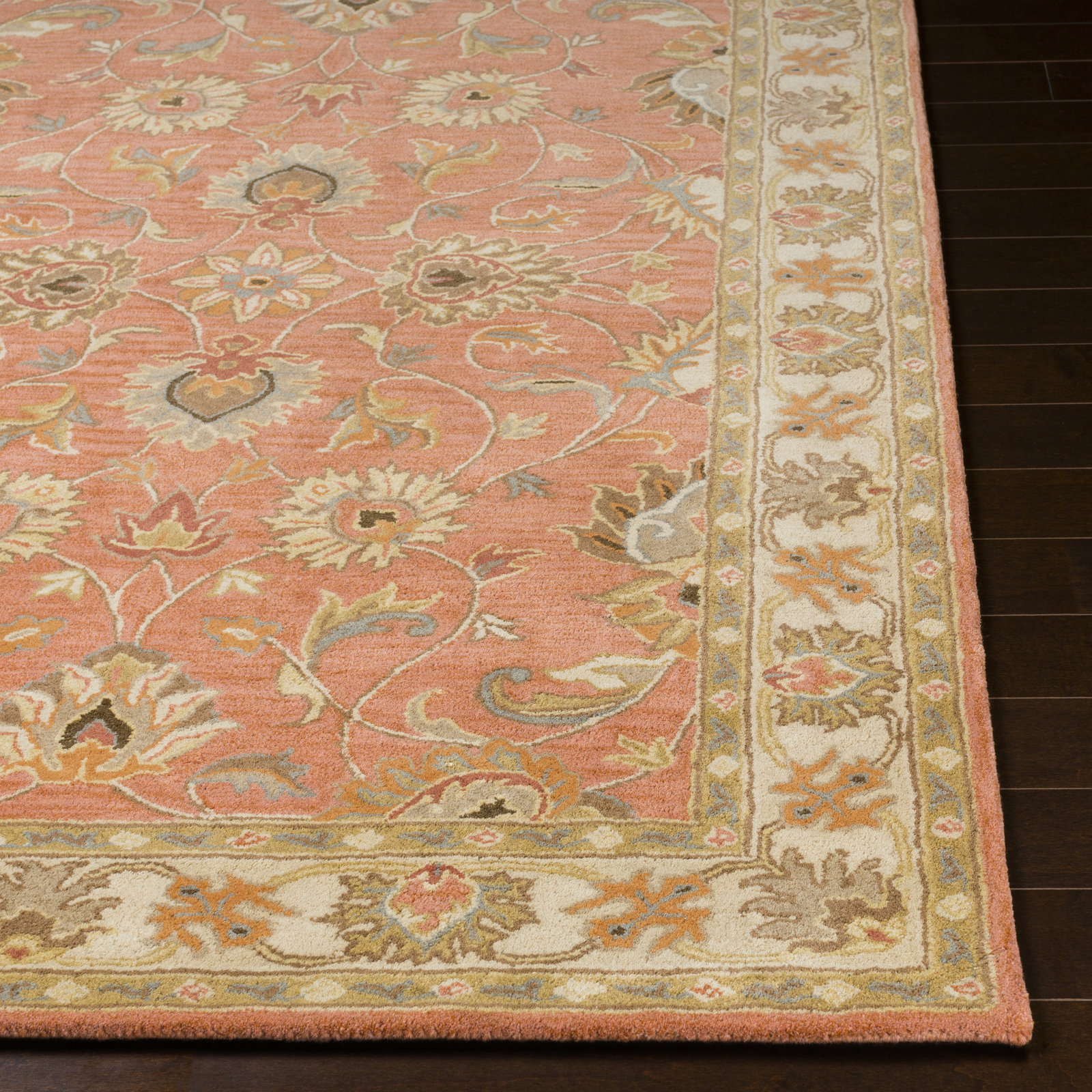 Arden Orange Hand-Tufted Wool Floral Rug, Runner 3' x 12'