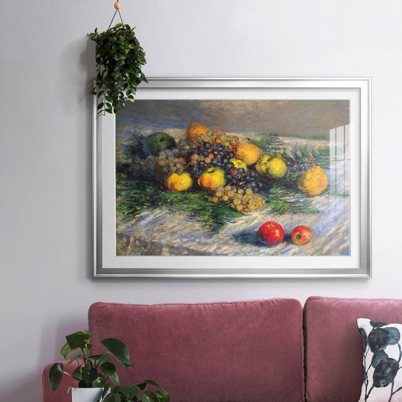 Nature morte encadrée sur papier par Claude Monet, Argent, H 19 po x l 27 po x P 1,5 po