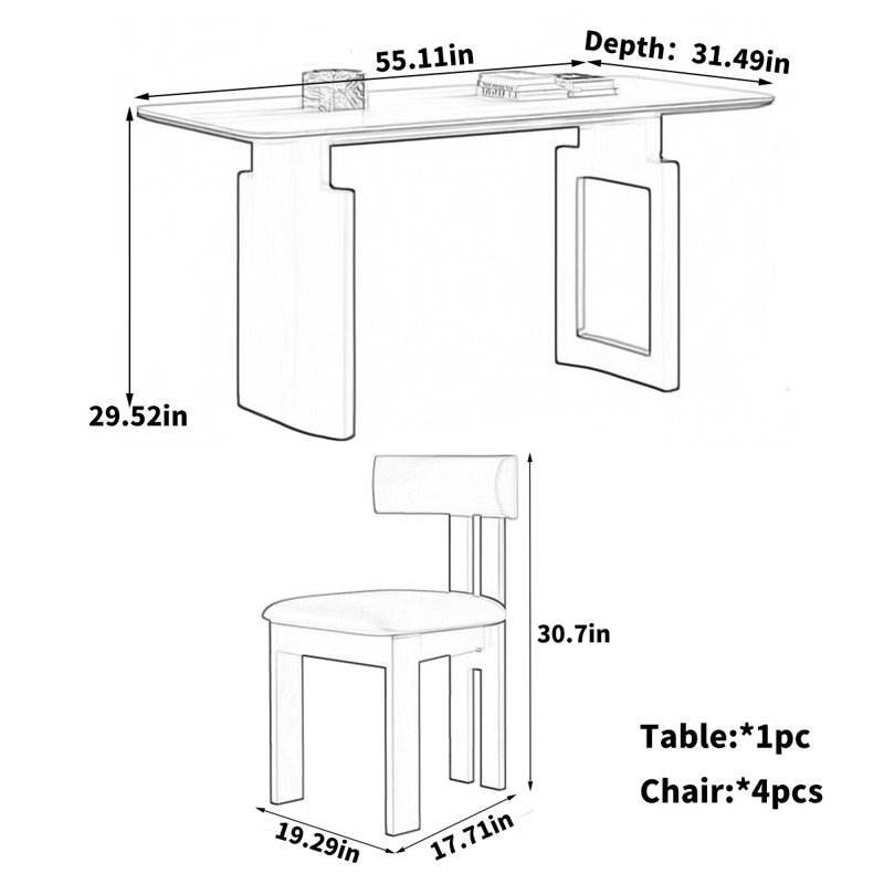 Table de salle à manger rectangulaire rétro
