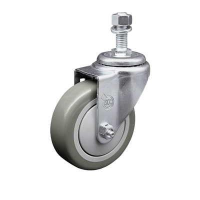 4 Inch SS Gray Polyurethane Wheel Swivel ½ Inch Threaded Stem Caster SCC
