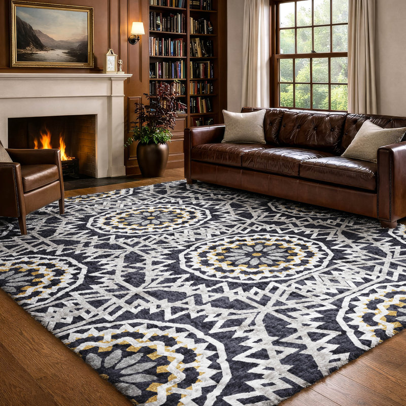 Tapis à poils longs lavable à la machine de qualité supérieure ADS619, Black, 9' x 12'