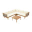 Ensemble de canapé modulaire d'extérieur modulaire en bois d'acacia avec structure en osier tissé à la main et coussins moelleux imperméables, meubles de conversation pour patio avec table de bout-1660930577