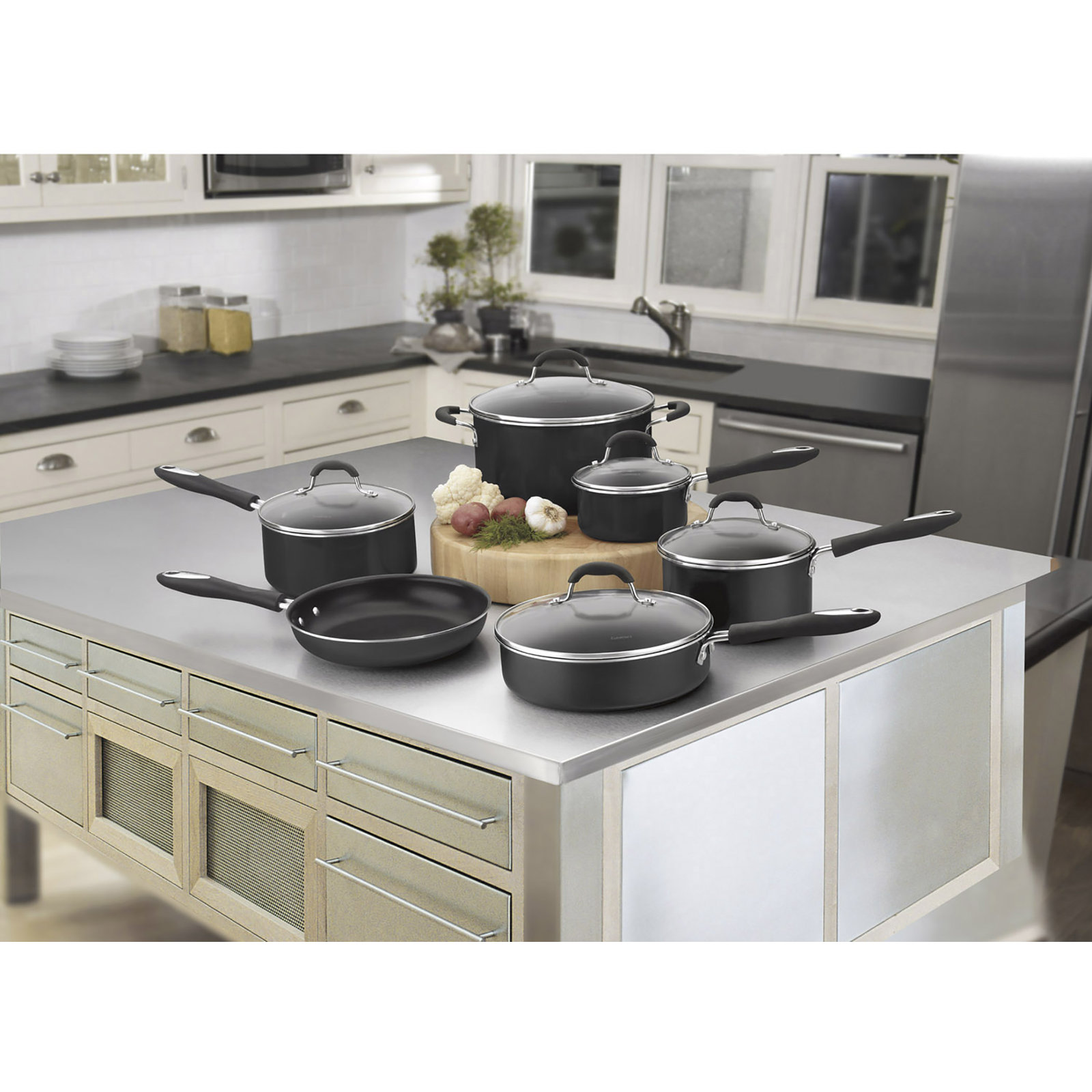 Cuisinart Advantage Non Stick 11 Pieces Aluminum Cookware Set, Black