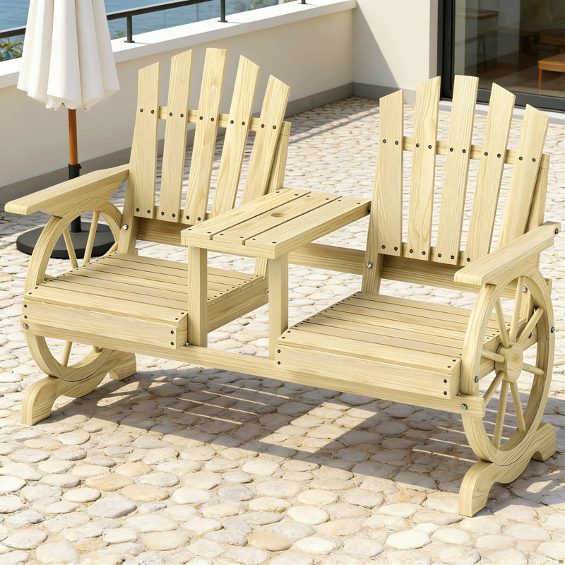 Banc de jardin en bois à haut dossier et banc de patio 2 places