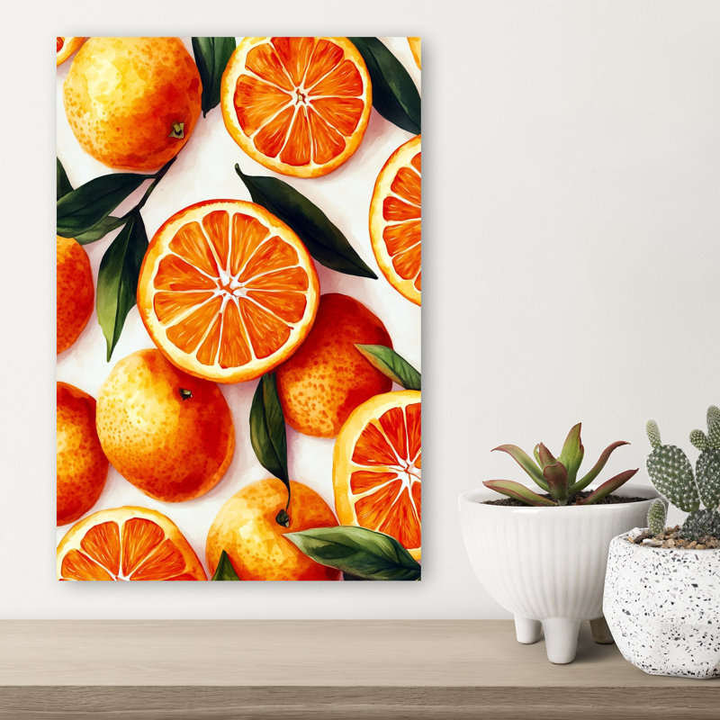«Vibrant Oranges», art abstrait de fruits tropicaux, H 18 po x l 12 po