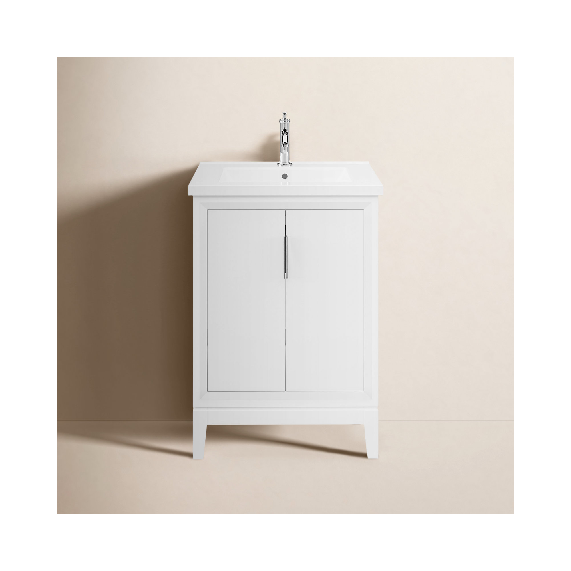 Finck 24.2'' Single Bathroom Vanity, Pure White, Silver