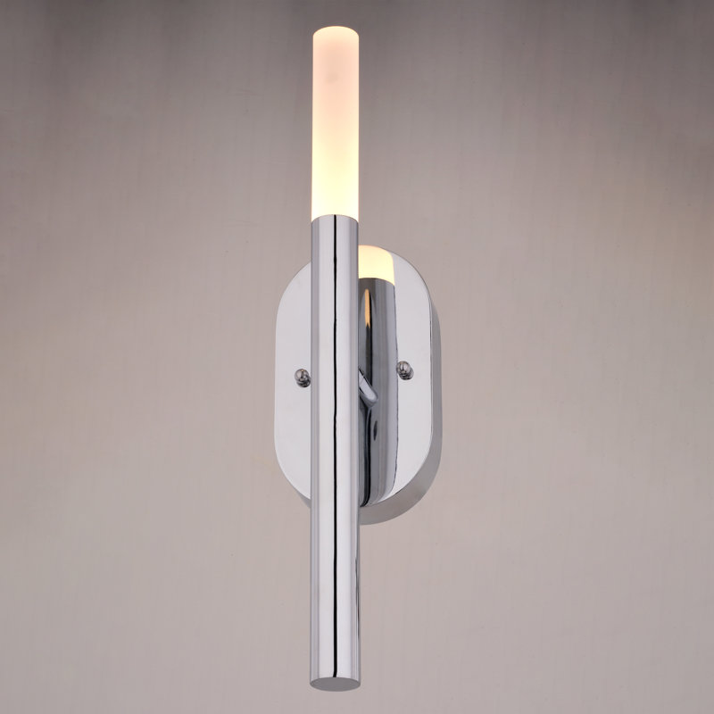 Davarian 1 Light Integrated LED Contemporary Wall Sconce White Acrylic, Chrome