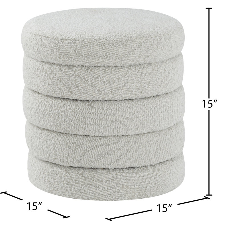 Amy-Claire Upholstered Ottoman, Cream Boucle Fabric