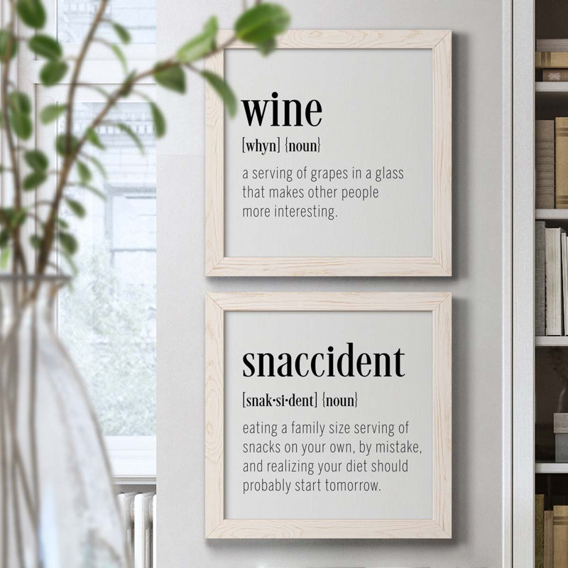 «Wine Définition», ensemble de 2 encadrements d'art textuel sur toile, Cadre blanc, H 17 po x l 34 po x P 1,5 po