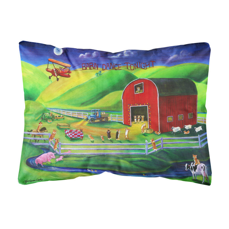  Coussin décoratif intérieur / extérieur Corgi Barn Dance