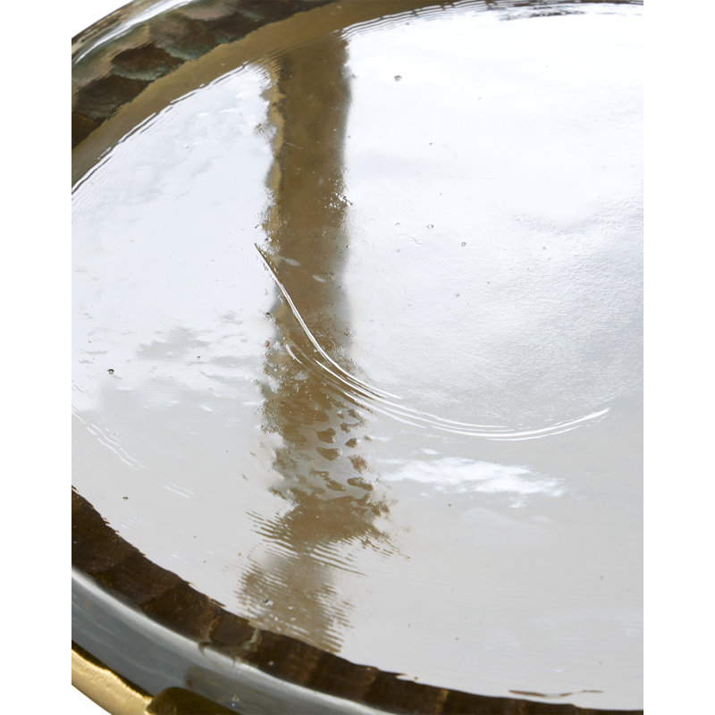 Acea Glass End Table, 23.5" H x 12" W x 12" D, Gold
