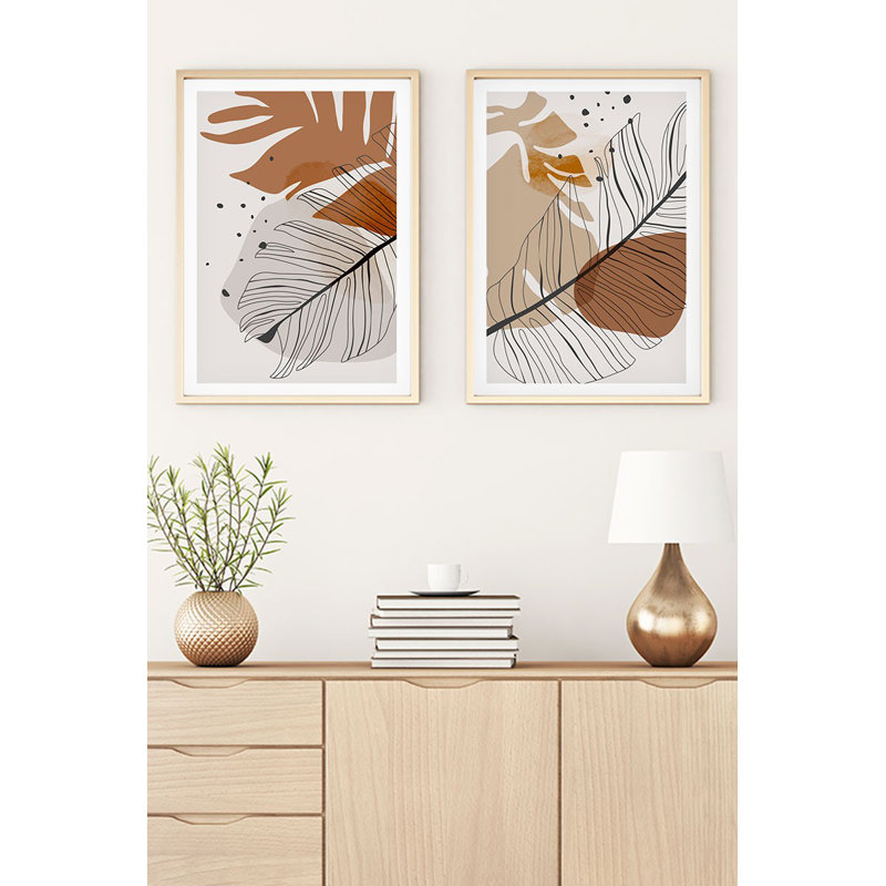Élégantes peintures décoratives en panneau de fibres à densité moyenne (2 pièces), 19,7 po x 27,6 po chacune | 100% panneau de fibres à densité moyenne avec une épaisseur de 0,12 pouce, cadre 100% en bois massif avec une épaisseur de 1,0 pouce | Élégant art mural pour la décoration intérieure, parfait pour le salon et la chambre à coucher