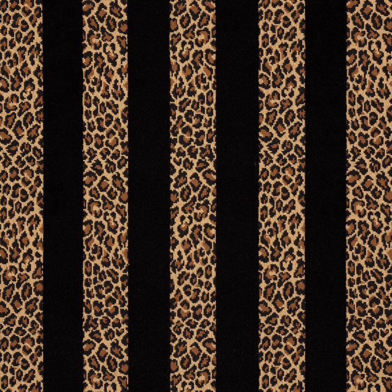 Tissu en velours à rayures Schumacher x Timothy Corrigan Guepard, Noir