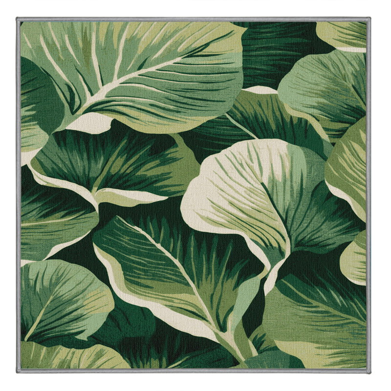 Tapis vert botanique lavable à la machine, Carré 3 pi