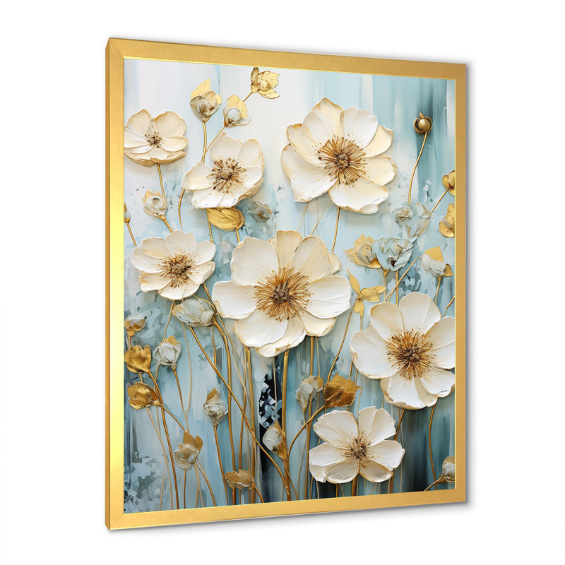 Décoration murale élégante Buttercups Meadow I - Bouton d'or, Encadrement doré, H 20 po x l 12 po x P 1 po