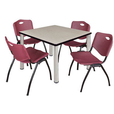 Kee Square Breakroom Table Top, 4 M Stack Chairs