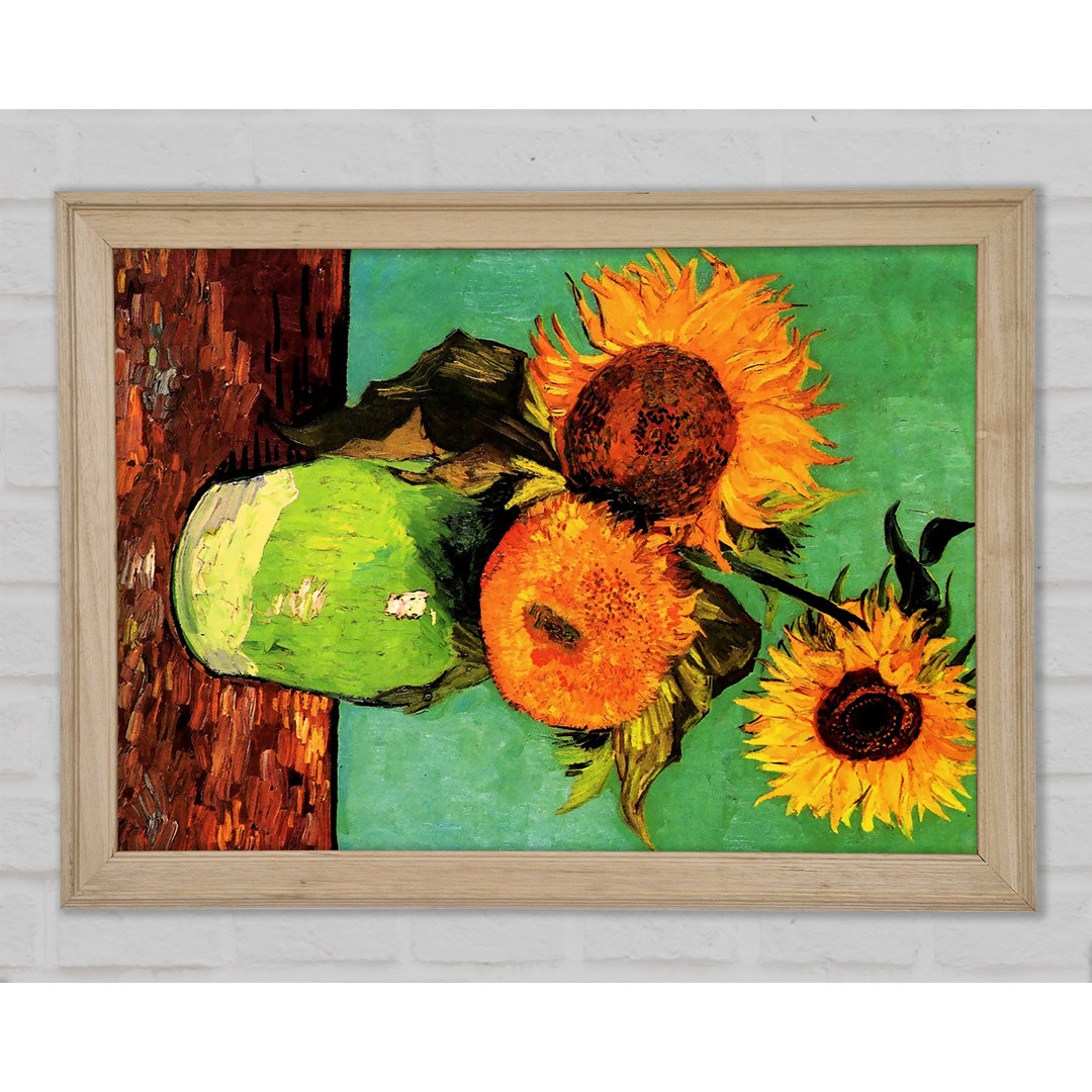 Van Gogh Drei Sonnenblumen in einer Vase - Druck