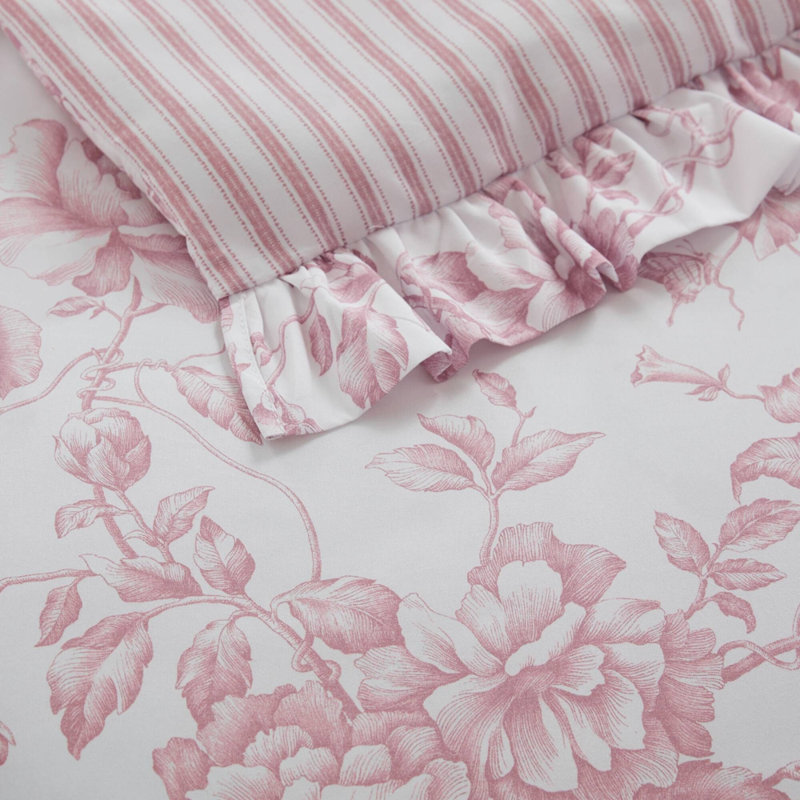 5 Pieces Full/Queen Comforter Set with Decorative Pillows,Pink