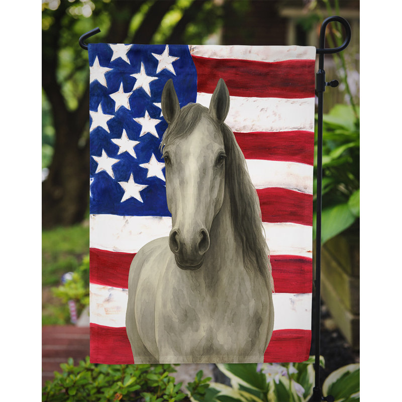 Drapeau de jardin américain gris Hanoverian gris, Taille du jardin, Cheval - Hanovrien - Gris