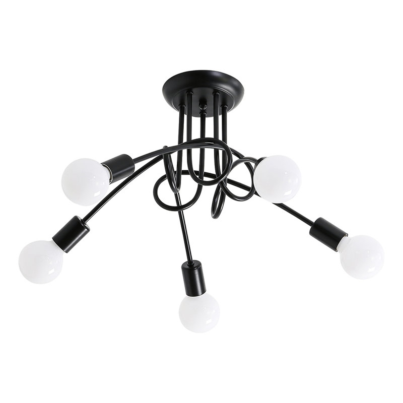 Kimmell 5-Light 60cm Semi Flush Mount Ceiling Light, Black