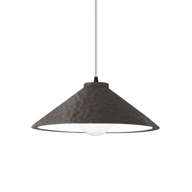 Luminaire suspendu à 1 lumière de la collection Leni, Noir mat, Hammered Iron