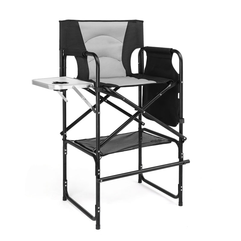 Black Frame Directors Camping Chair With Side Table