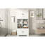Armoire de rangement haute et large pour salle de bain, unité de rangement pour salle de bain, armoire autoportante avec 4 portes, tablettes réglables, blanc
