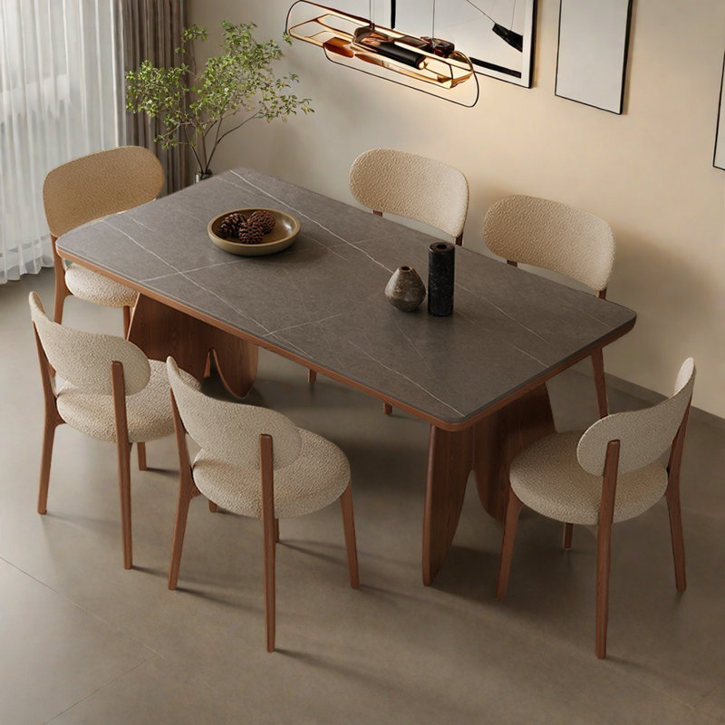 Small rectangular simple modern meal table set, 29.52"H x 55.11"L x 31.49"W