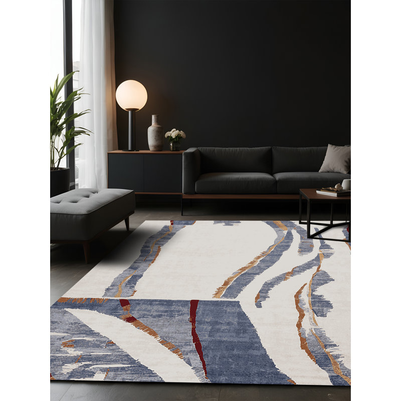Tapis gris soyeux et moelleux, Carré 5 pi