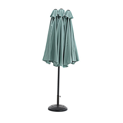 Parasol extérieur double à double face avec manivelle vert sans base