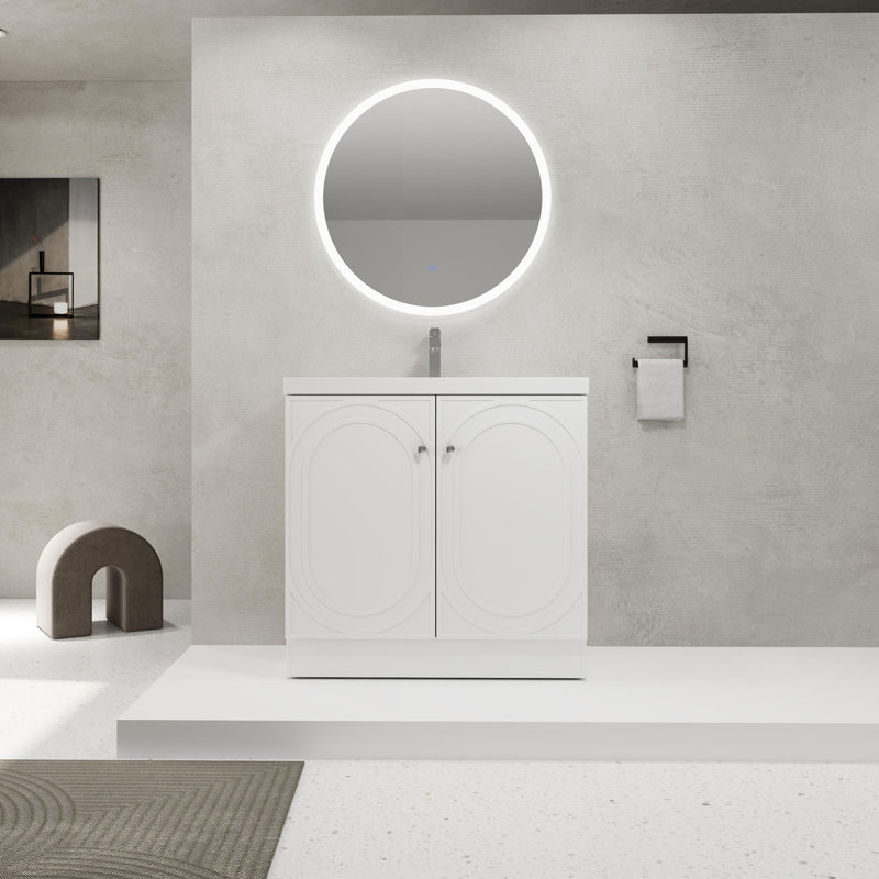 Meuble-lavabo autoportant avec lavabo en résine