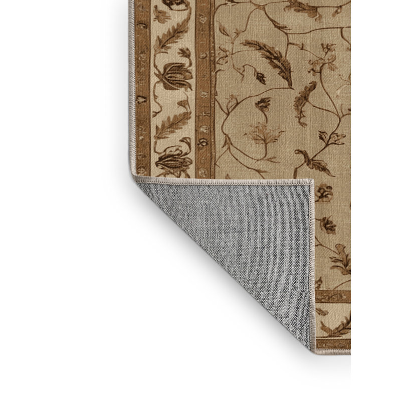 Tapis brun lavable à la machine, Rond 6 pi