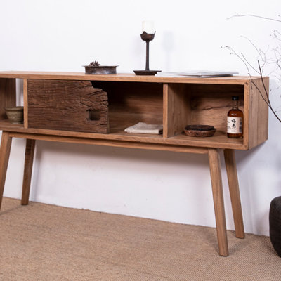 Wabi-sabi style solid wood entrance cabinet