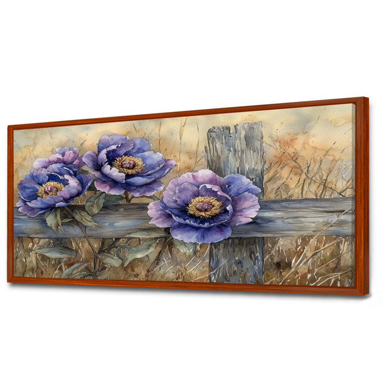 Jacoline - Floral Oversized Canvas Prints, Brun, H 28 po x l 60 po, Impression encadrée flottante