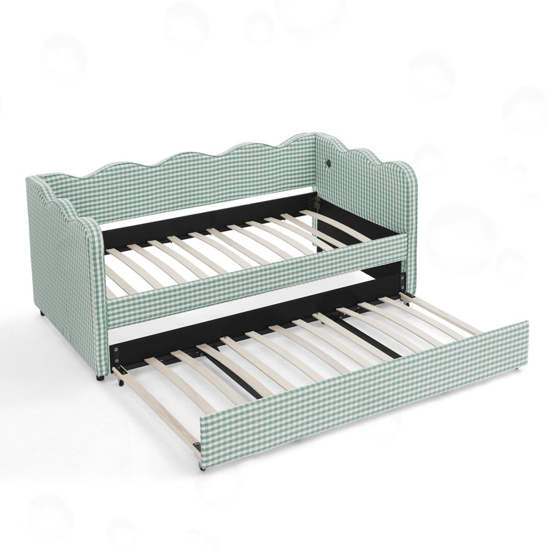 Daybed With Trundle Twin Size Sofa Bed, Cyan