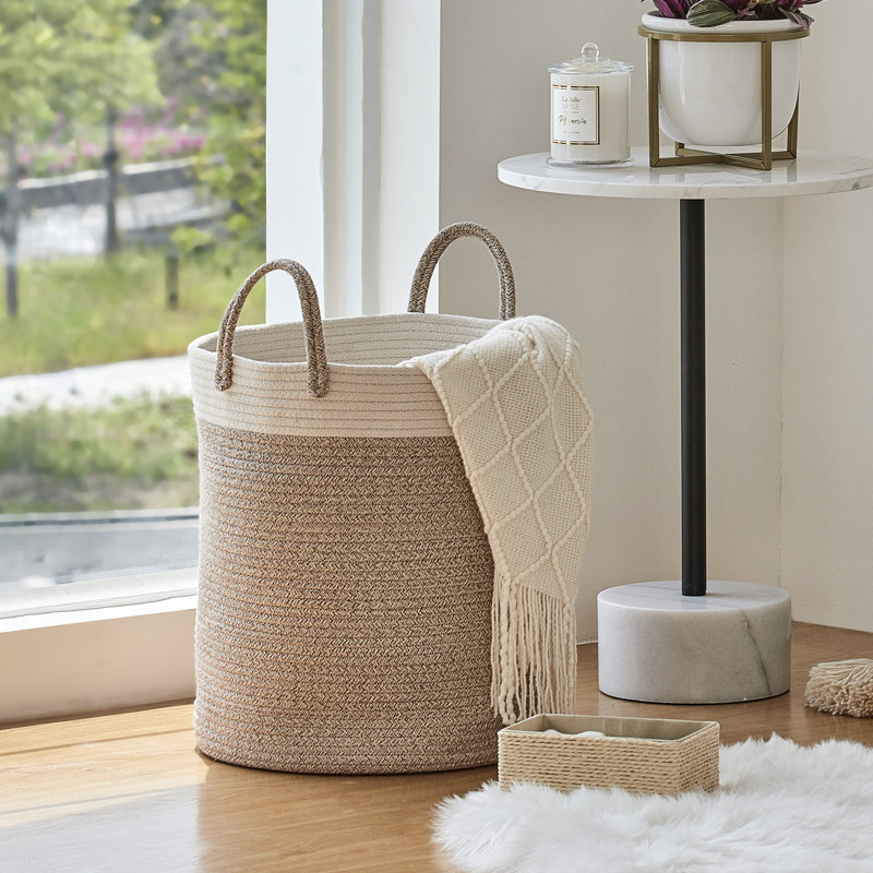 Paniers de rangement en corde tissée - grand organisateur en coton, panier pour couverture de bébé, panier à linge pour chambre d'enfant