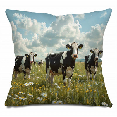 Herd of cows Throw Pillow, Farm animal Cotton Twill Pillows