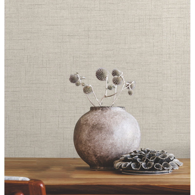 Papier peint imitation tissu gris clair Leon, Gris