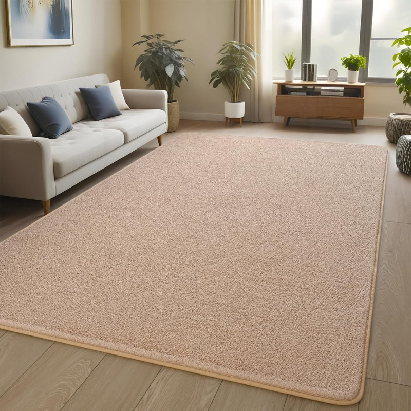 Solid Colour Shag Area Rug, Rectangle 153 x 215 cm, Beige