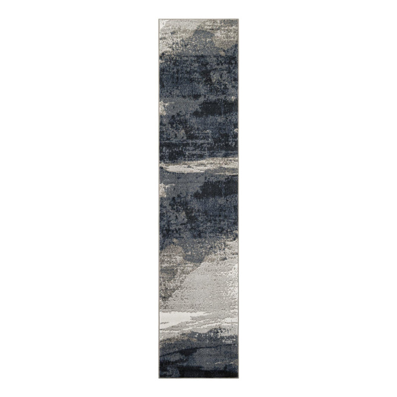 Ivy Bronx Glomma Nathanyl Rug Blue, Runner 2'7" x 12'
